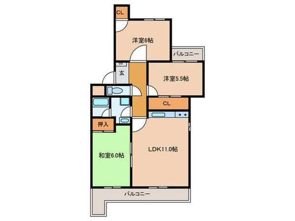 エスペランス池浦Ａ棟の物件間取画像